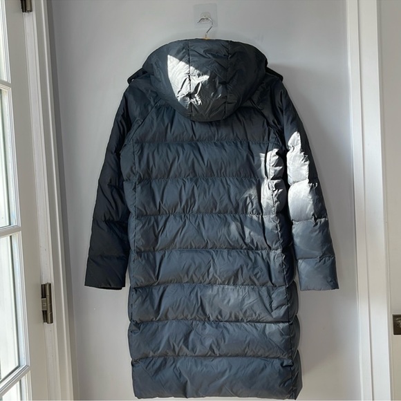 Gap Puffer Hooded Coat Knee Length Down Feather Black Size Medium - Picture 3 of 13